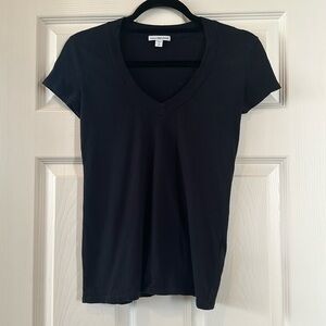 James Perse Standard Black V-Neck T-Shirt Size 0